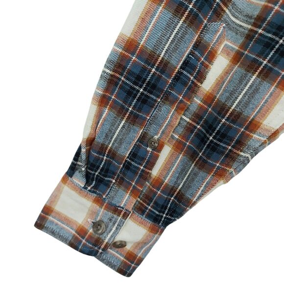RedHead Flannel Shirt Mens Large Brown Blue Plaid Long Sleeve Cotton Outdoor - Picture 7 of 12